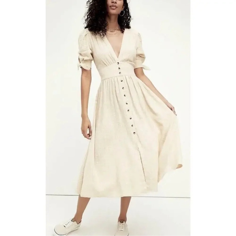 New Free People Love of My Life Cotton Gauze Prairie Festival Midi Dress Ivory